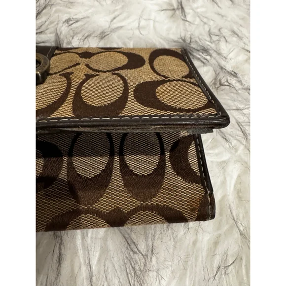 Women's Coach Brown & Beige Signature Canvas Wallet One Size - Picture 3 of 11